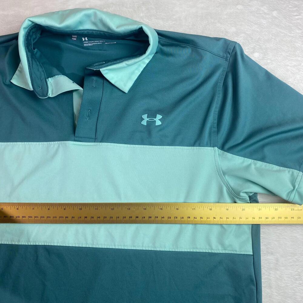 Under Armour Polo Shirt Men's Large Green Heatgear Short Sleeve Performance Golf - Picture 2 of 5